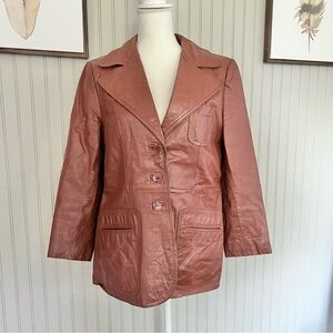 Wilson’s Leather Vintage Brown Structured Blazer Jacket